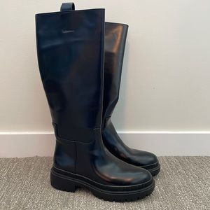 H&M Size 8 Faux-Leather Knee-high Boots
